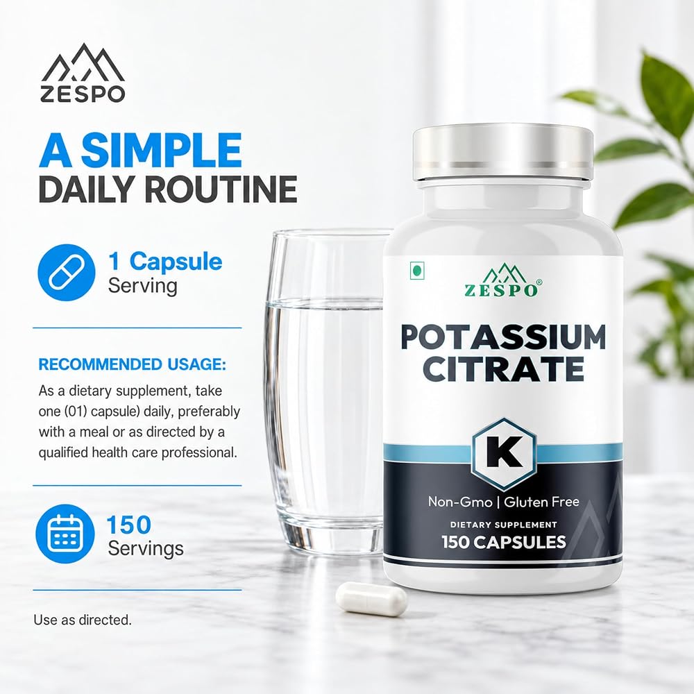 Zespo Potassium Citrate 800mg - 150 Vegetarian Capsules - image 5