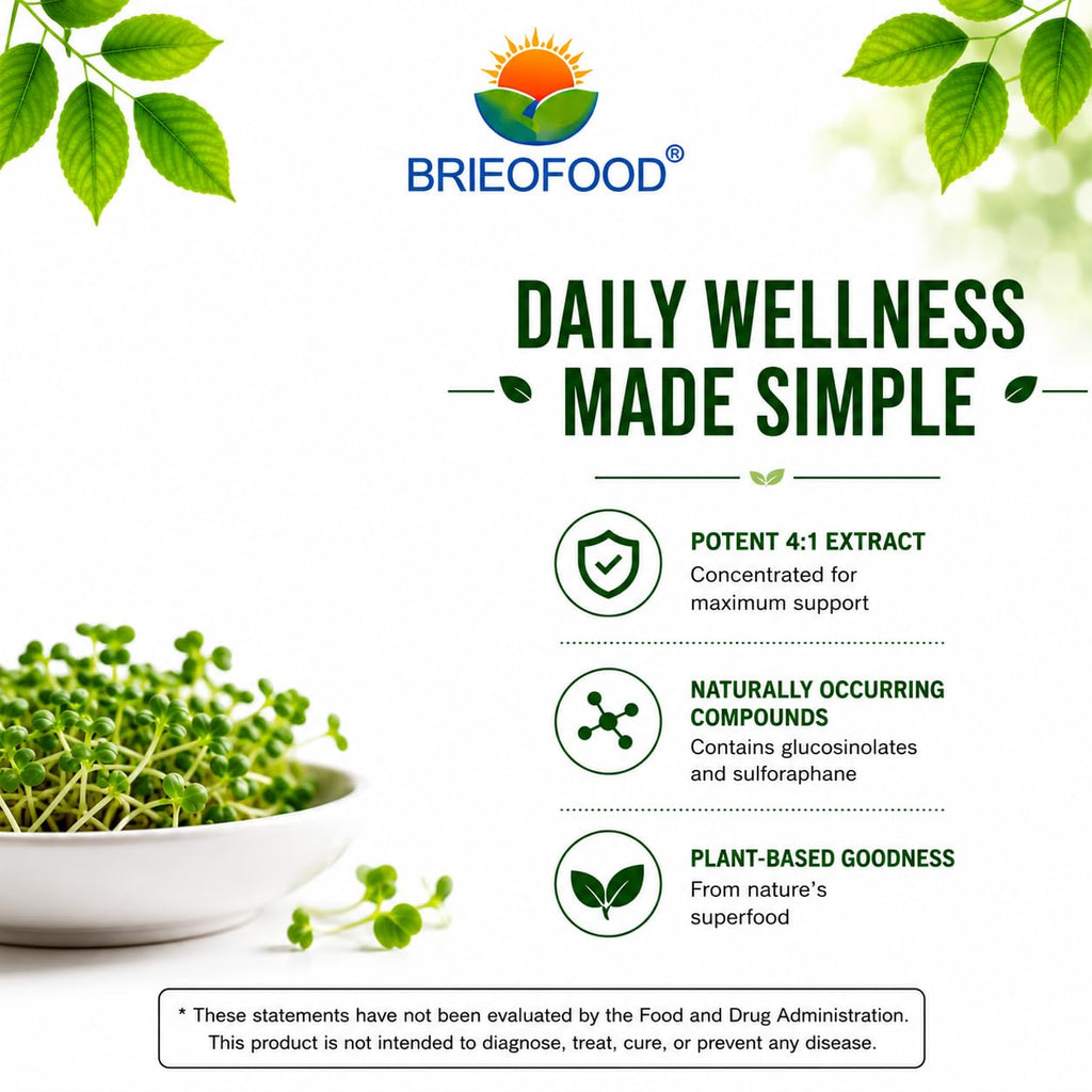 Brieofood Broccoli Sprout Extract 1000 mg - 240 Capsules - image 4