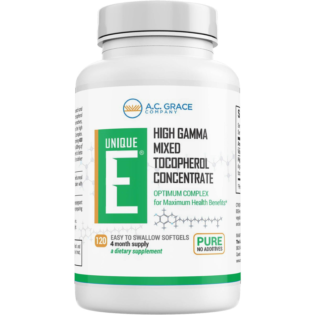 UNIQUE E Mixed Tocopherols Vitamin E - 120 Softgels