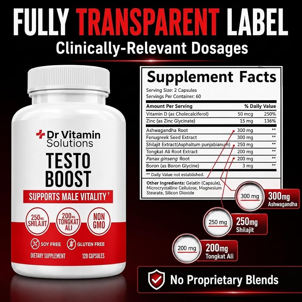 DR VITAMIN SOLUTIONS Testosterone Booster for Men - Tongkat Ali