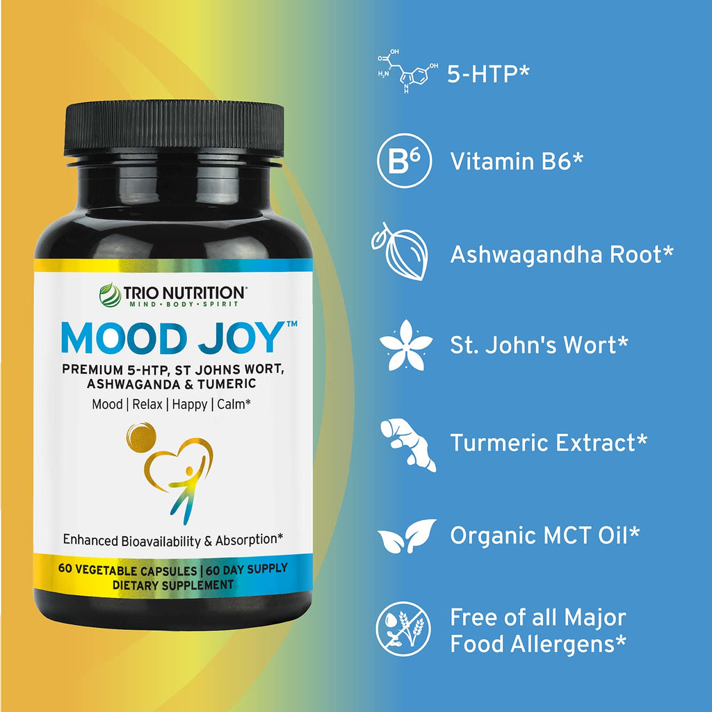 TRIO NUTRITION Mood Joy Turmeric & Ashwagandha with 5-HTP - 60 Capsules - image 5