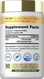 Carlyle Folic Acid 800 mcg - 400 Vegetarian Tablets - image 2