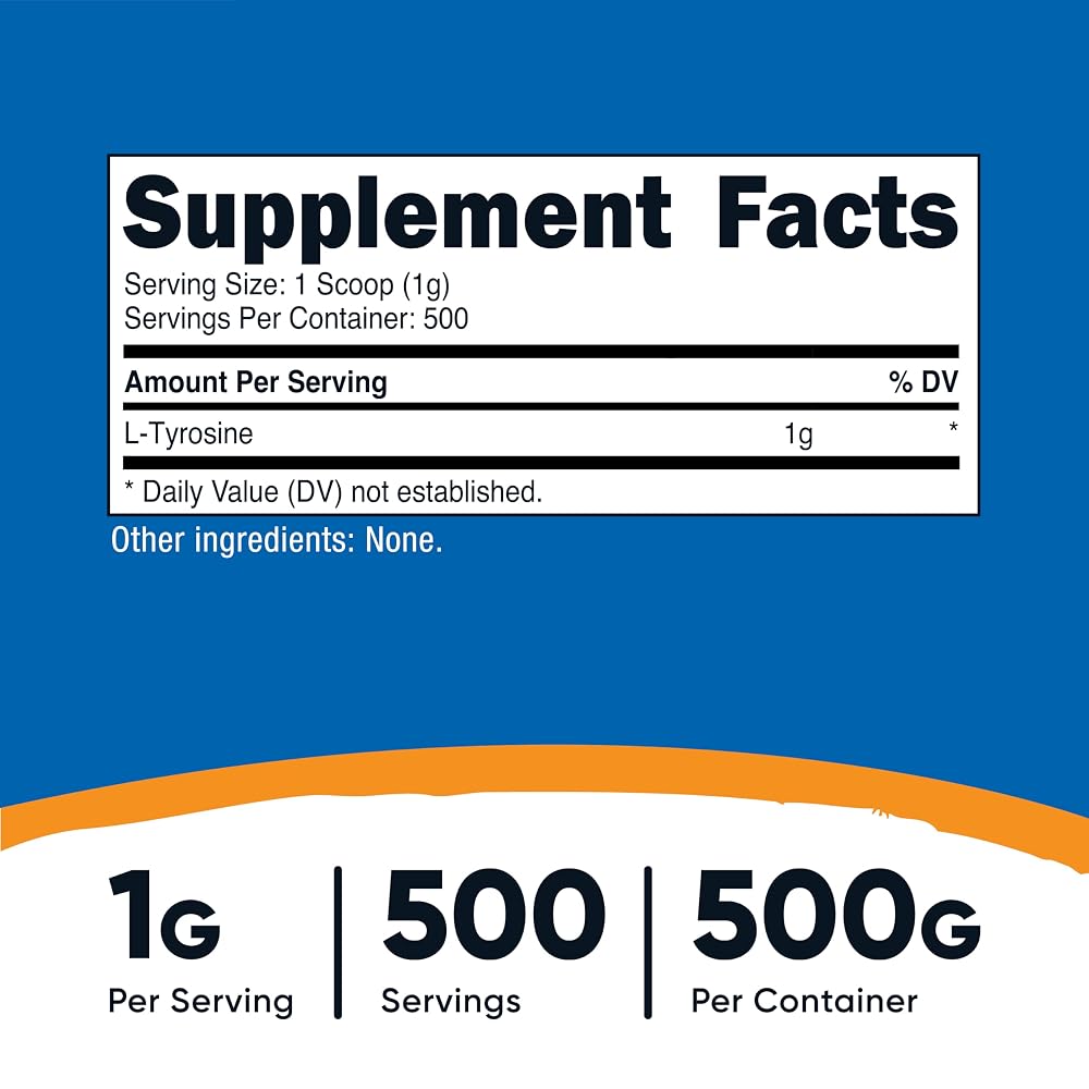 Nutricost L-Tyrosine Powder - Pure L-Tyrosine Powder - 3G Per Serving - image 3