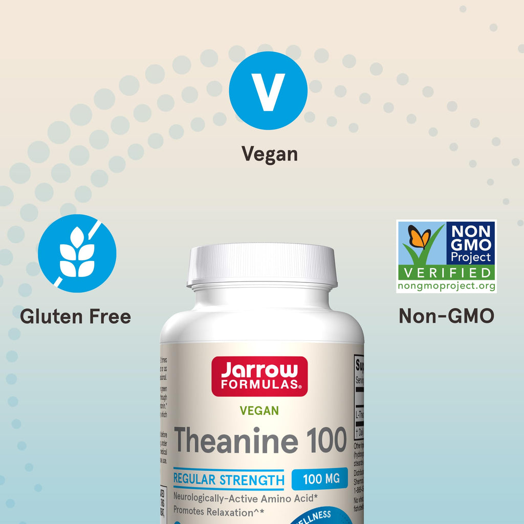 Jarrow Formulas Theanine 100 mg Relaxation Support - 60 Vegetarian Capsules - image 5