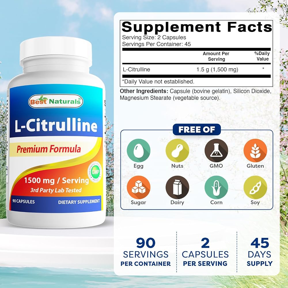 Best Naturals L-Citrulline Capsules - 1500mg/Serving - Non-GMO - image 4