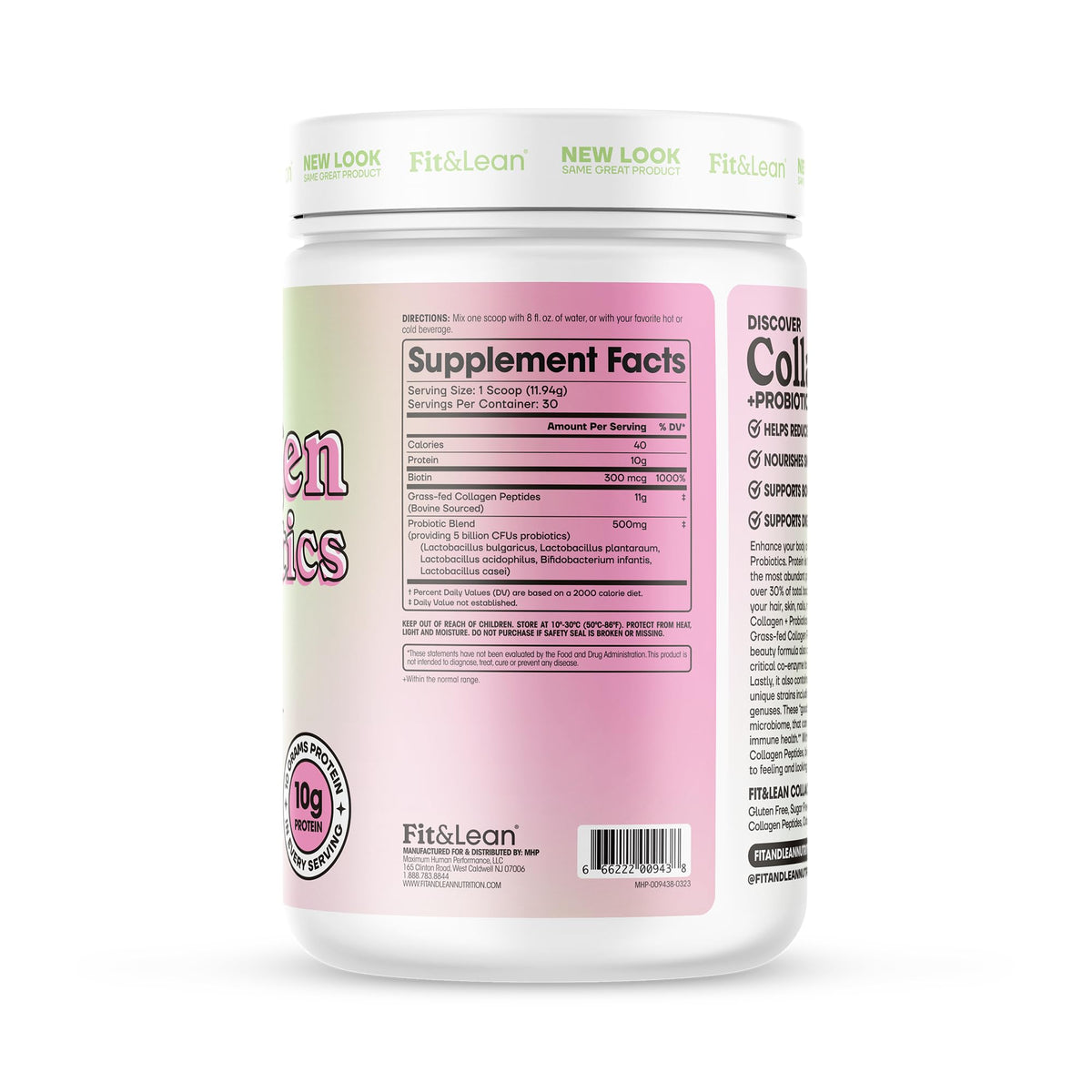 Fit & Lean Collagen + Probiotics Peptide Powder - 30 Servings - image 3