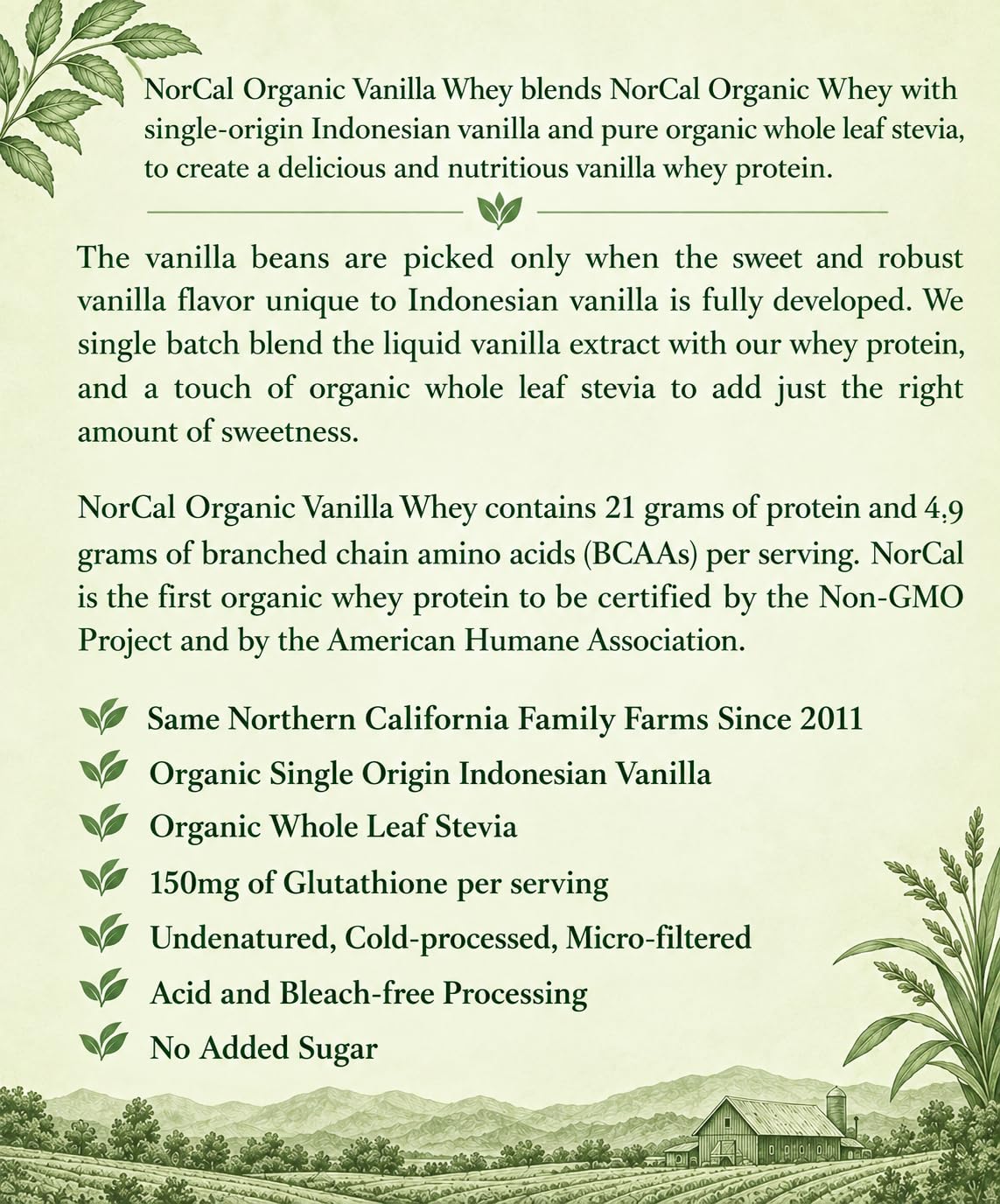 NorCal Organic Natural Grass Fed Whey Protein Powder
