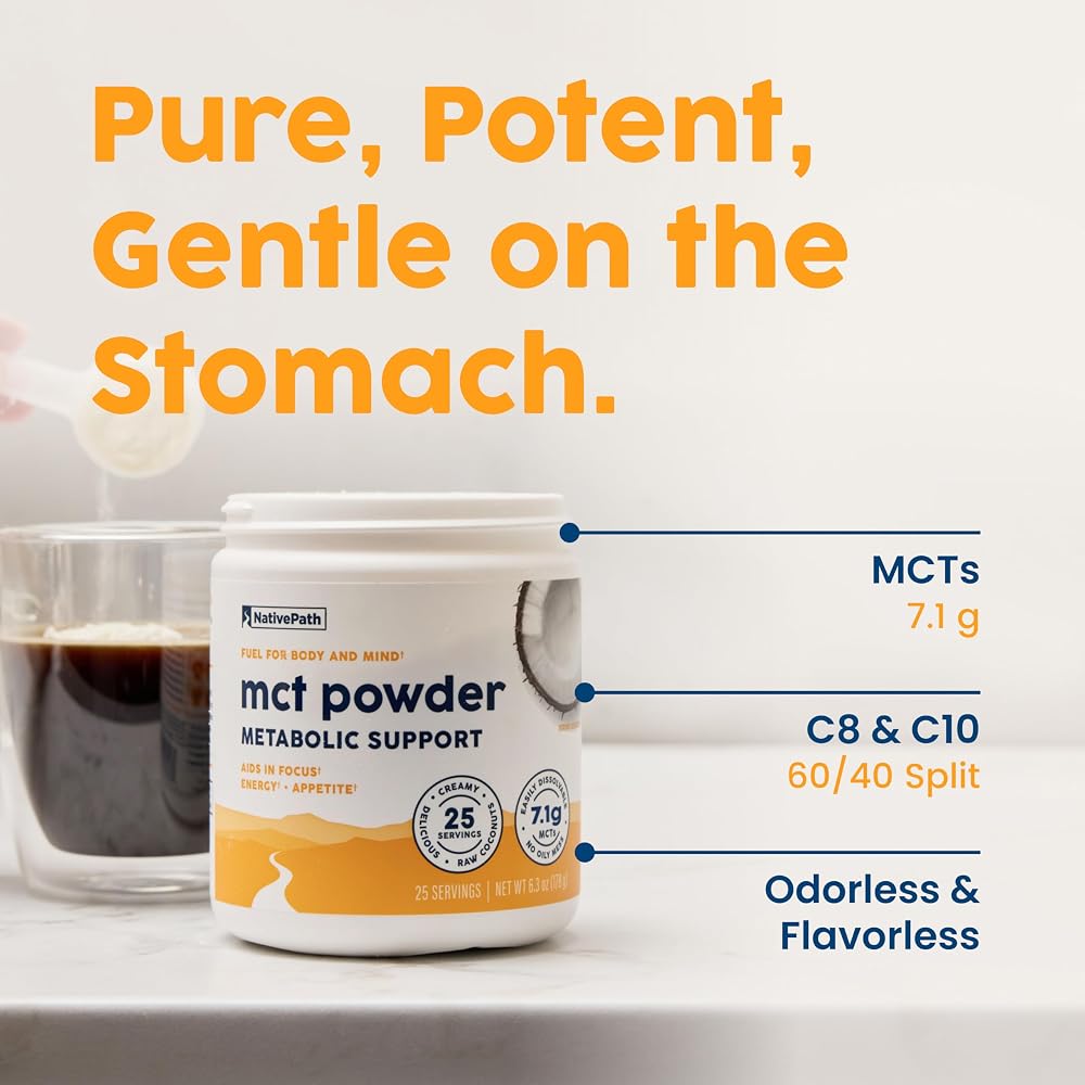 NativePath MCT Oil Powder Keto C8 & C10 Unflavored - 25 Servings - image 5