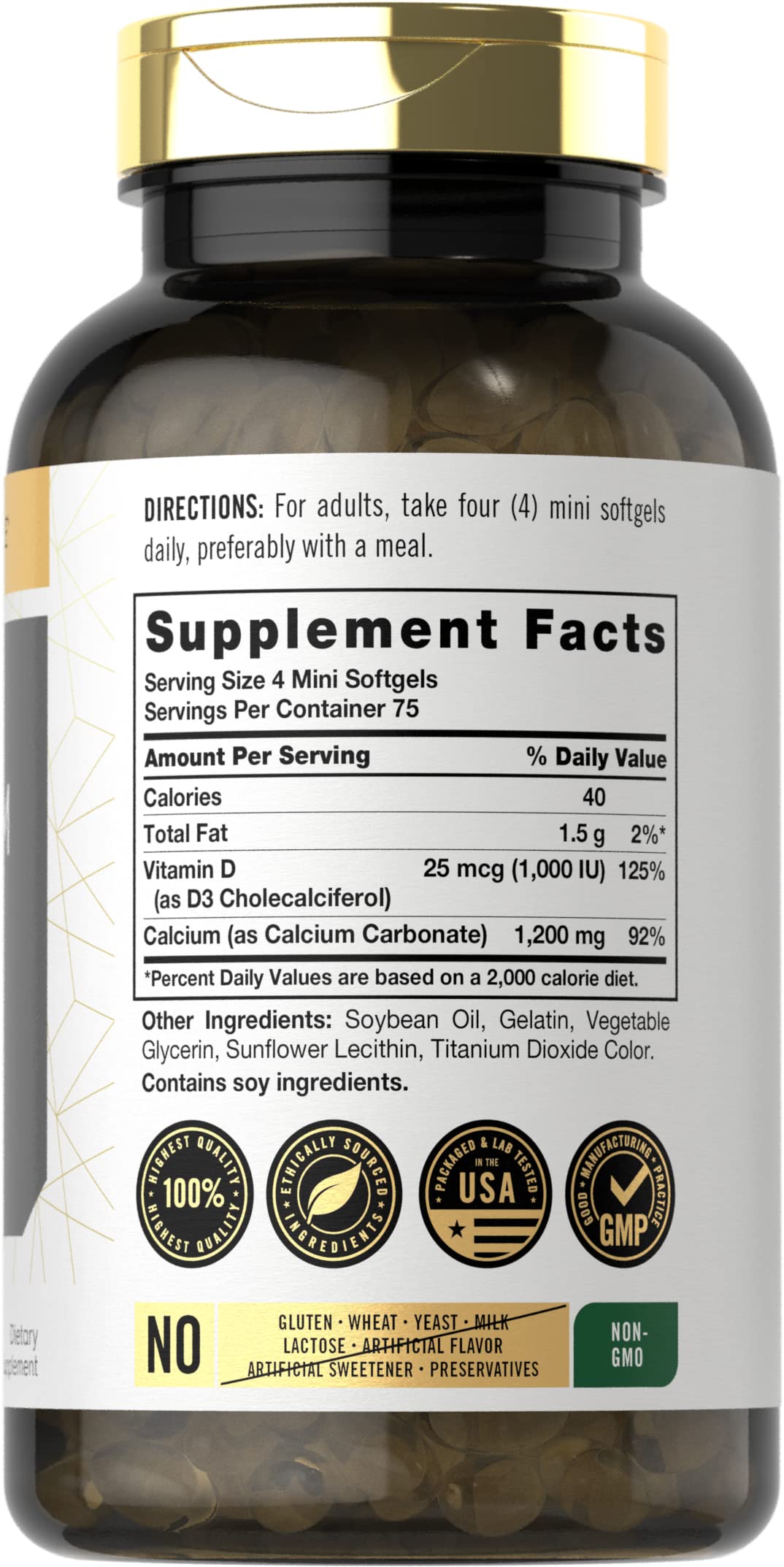 Carlyle Calcium 1200 mg with Vitamin D3 - 300 Softgels - image 2