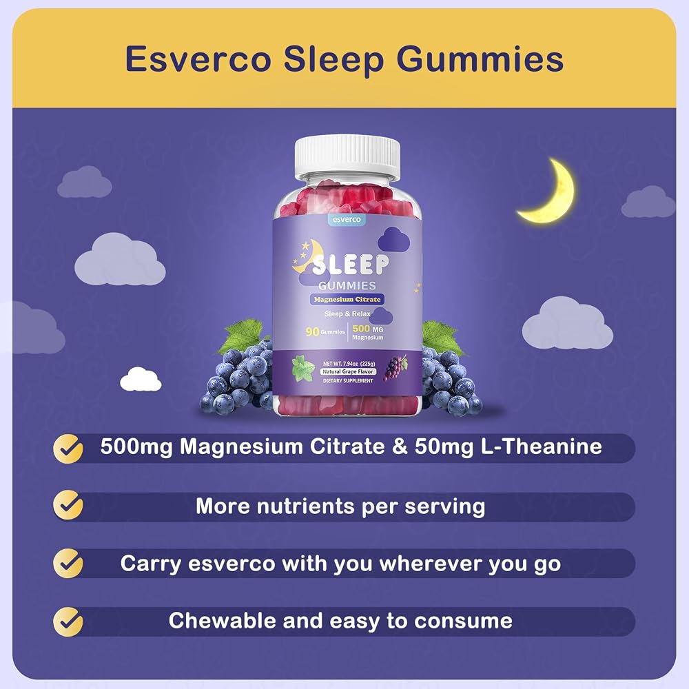 esverco Sleep Gummies, 500mg Magnesium Citrate