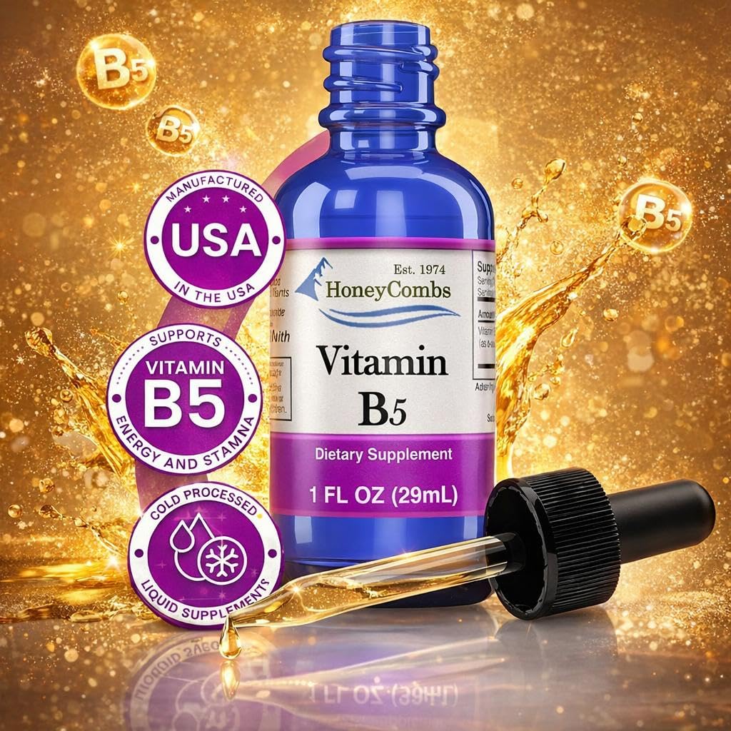 HoneyCombs Vitamin B5 Liquid Drops Pantothenic Acid - 1 Fl Oz - image 4