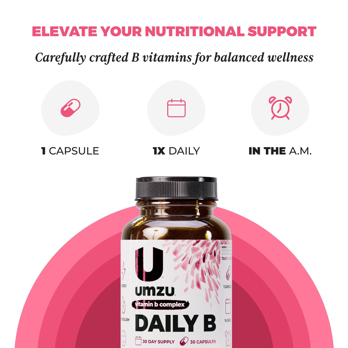 UMZU Daily B Vitamin B Complex for Energy - 30 Capsules - image 5