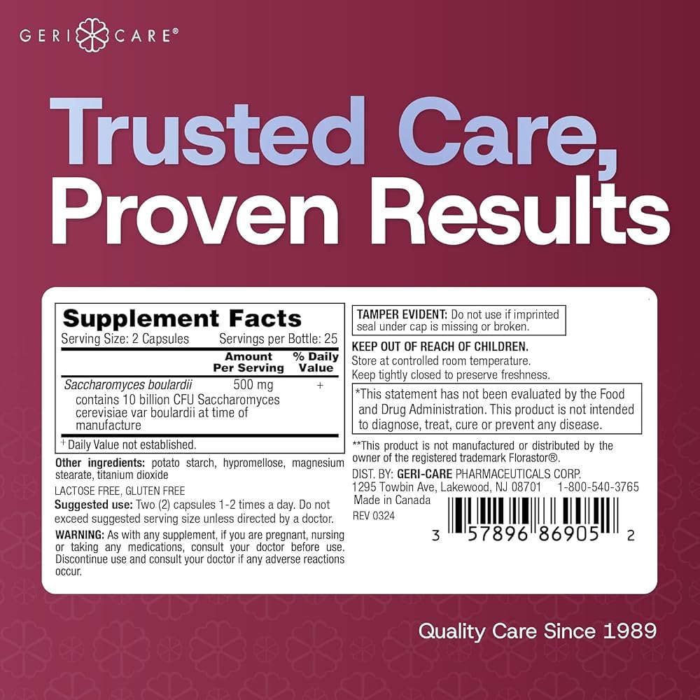 GeriCare S. Boulardii Probiotic and Digestive Health Supplement