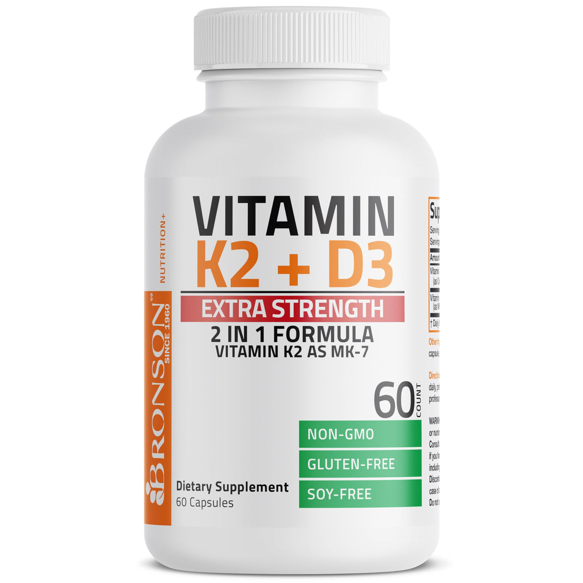 Bronson Vitamin K2 (MK7) with D3 Extra Strength Supplement Bone
