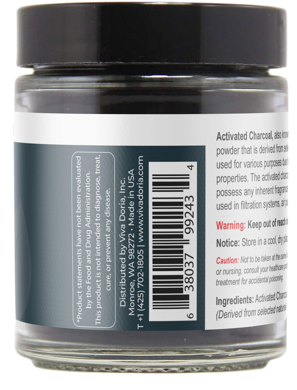 Viva Doria Activated Charcoal Powder, Hardwood Derived - 2.4 Oz - image 2