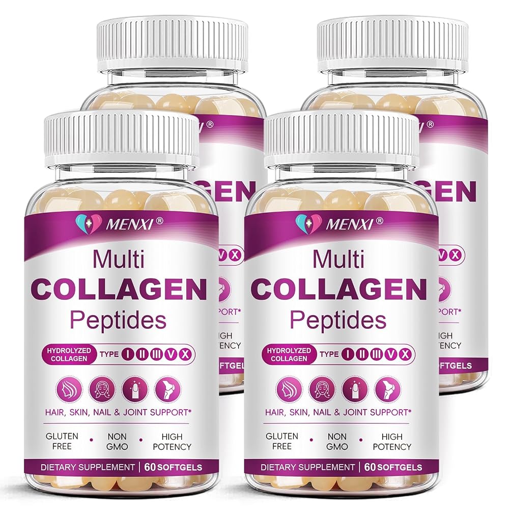 MENXI Multi Collagen Peptides Softgel for Women & Men - Type I II III