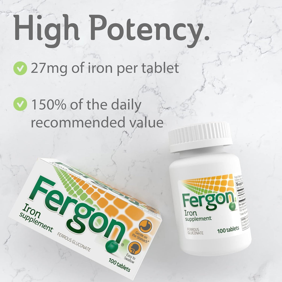 Fergon High Potency Iron Supplement Tablets - 300 Count - image 2