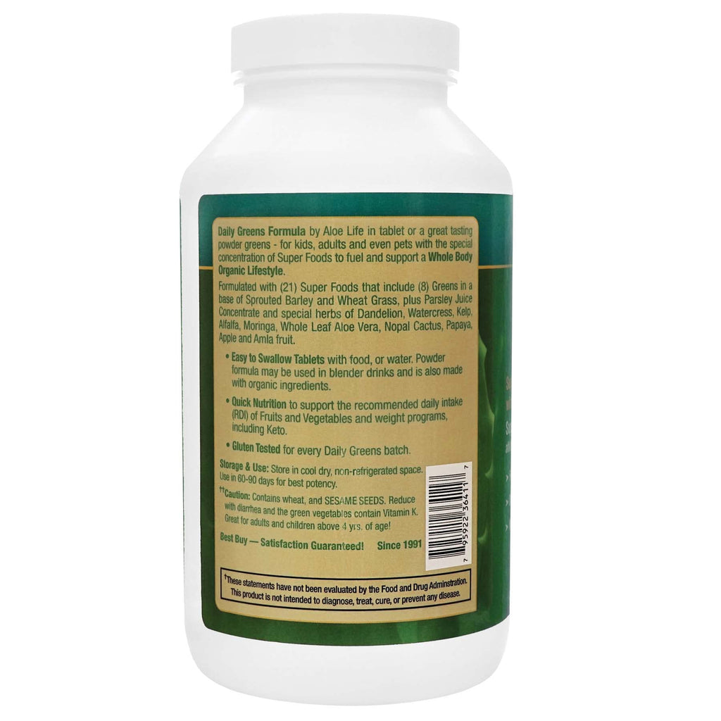 Aloe Life Daily Greens Formula - 120 Tablets - image 3