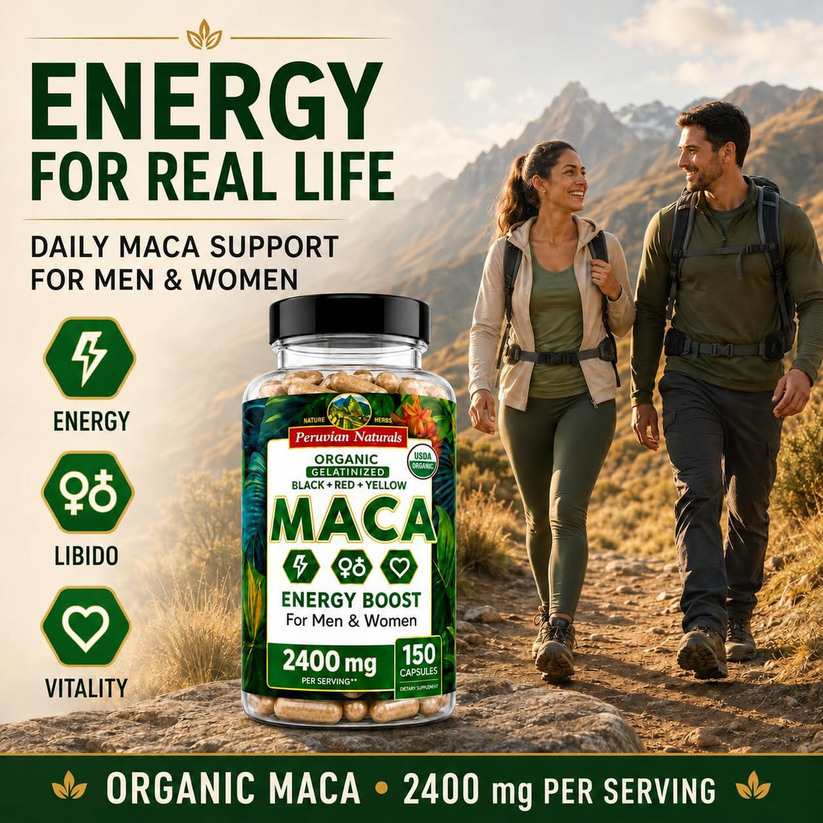 Peruvian Naturals Organic Maca Root Capsules for Energy - image 4