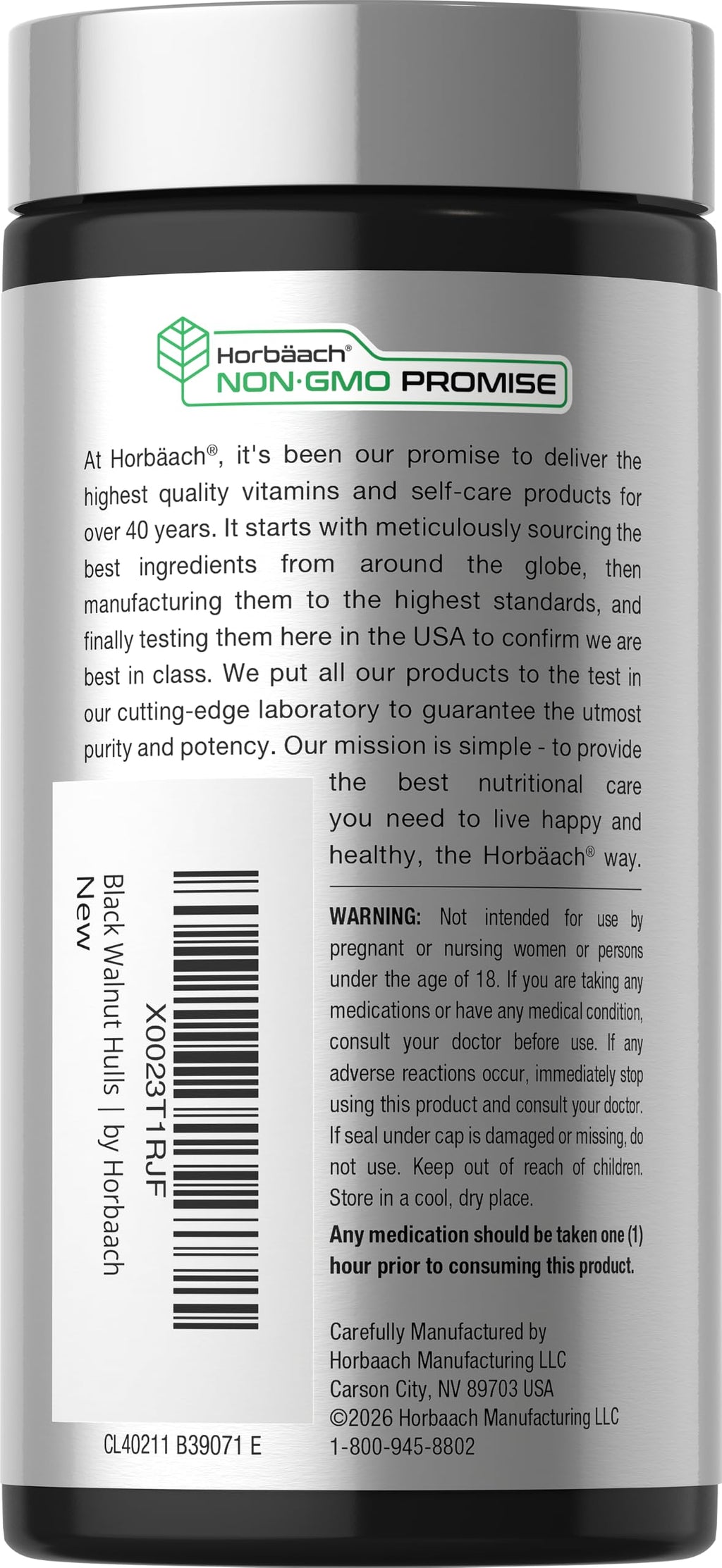 Horbäach Black Walnut Hulls Herbal Supplement - 120 Capsules - image 3