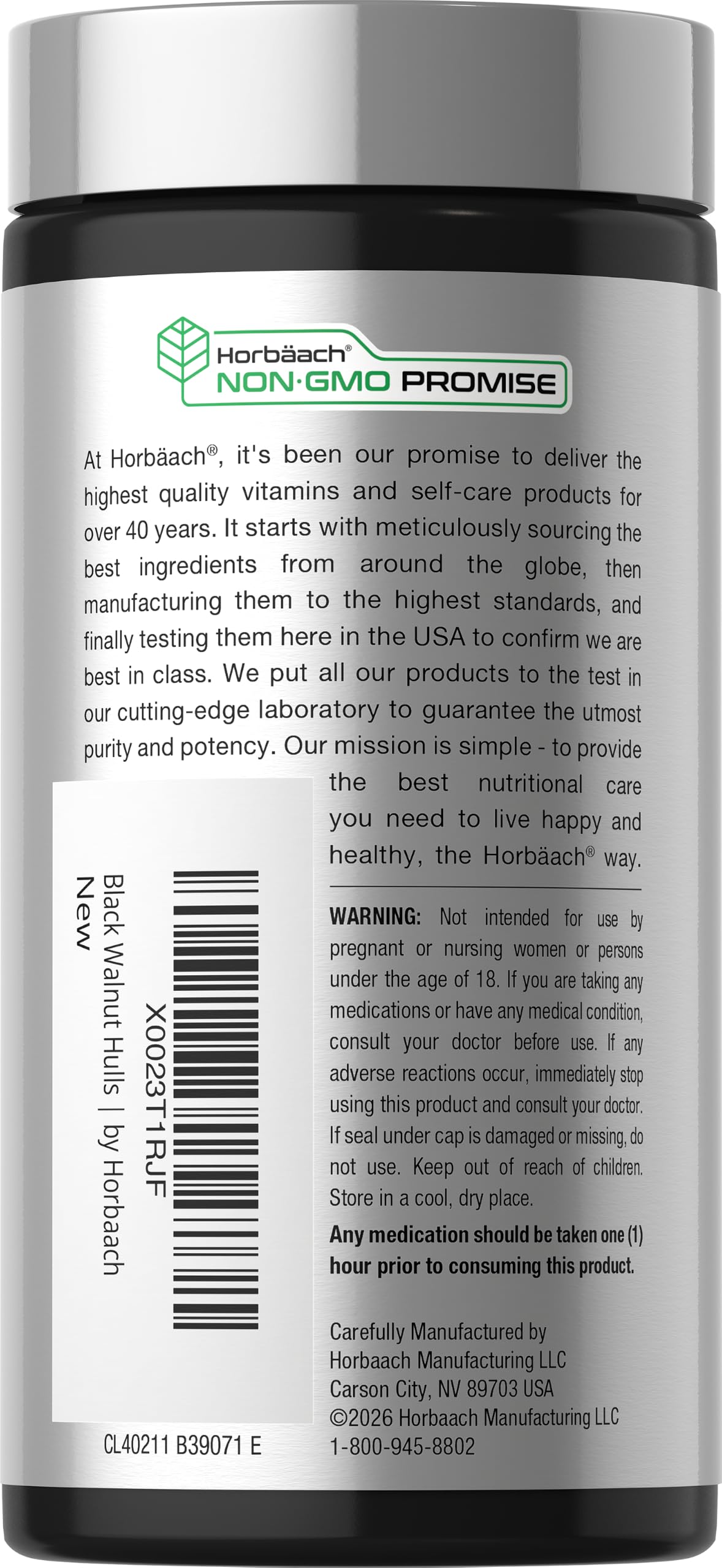 Horbäach Black Walnut Hulls Herbal Supplement - 120 Capsules - image 3