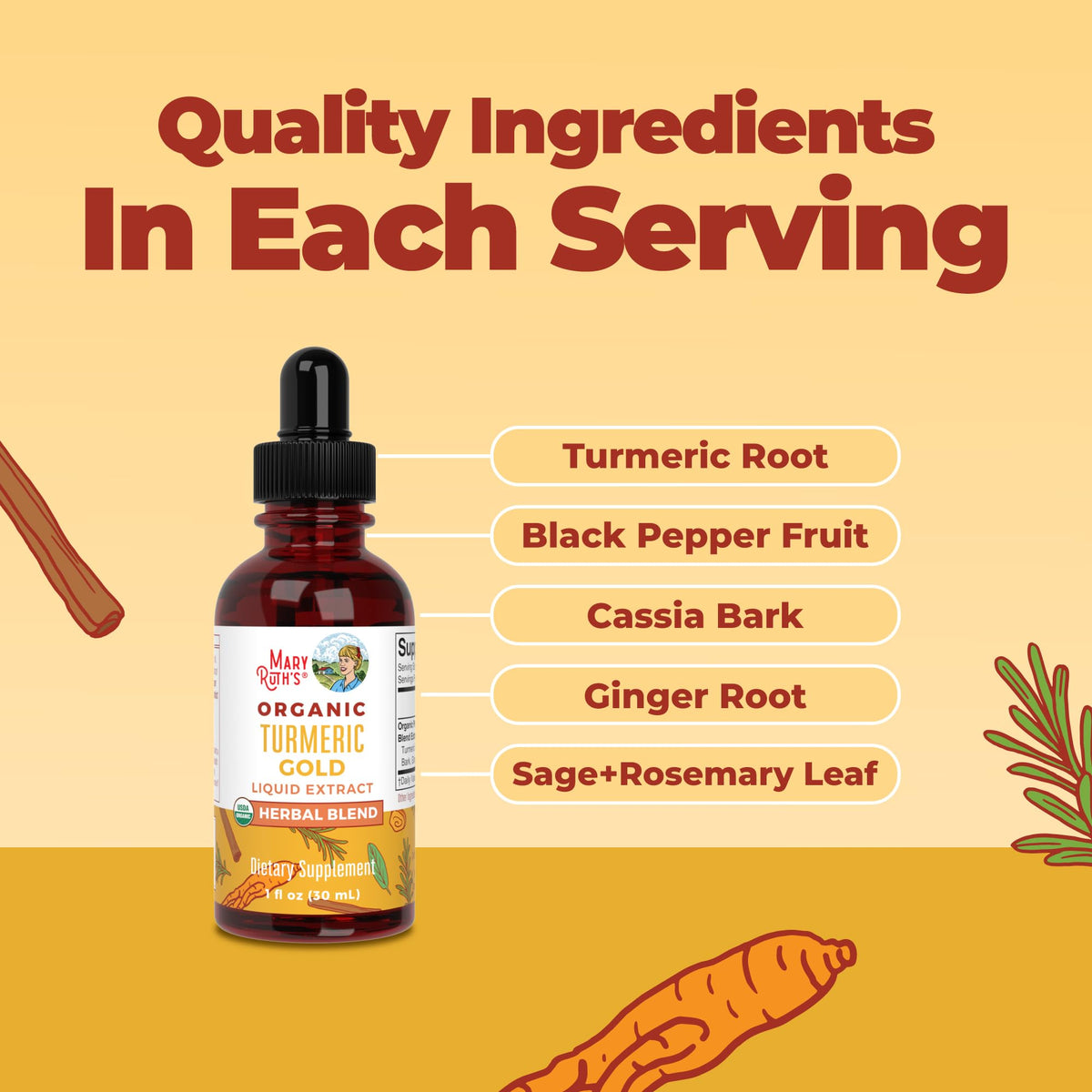 MARYRUTH'S Organic Turmeric Gold Herbal Liquid Drops - 1 oz - image 5