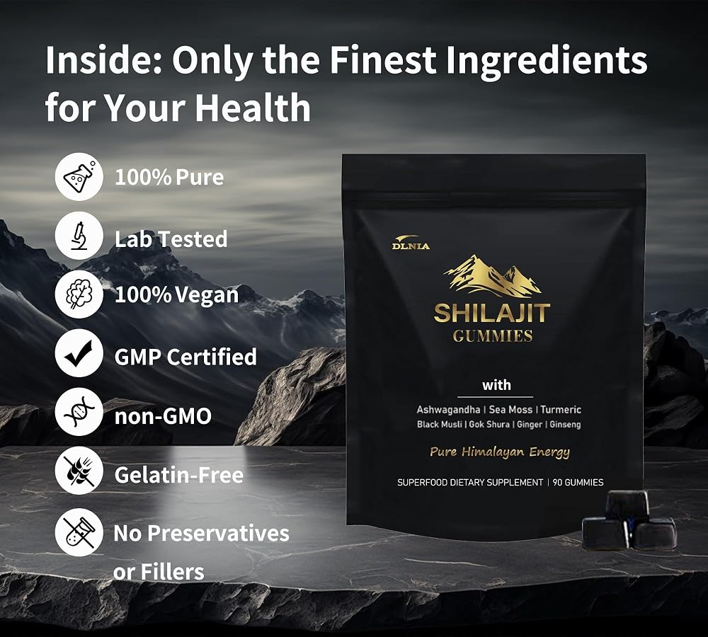 DLNIA KSM-66 Ashwagandha & Himalayan Shilajit Gummies - 90 Count - image 4