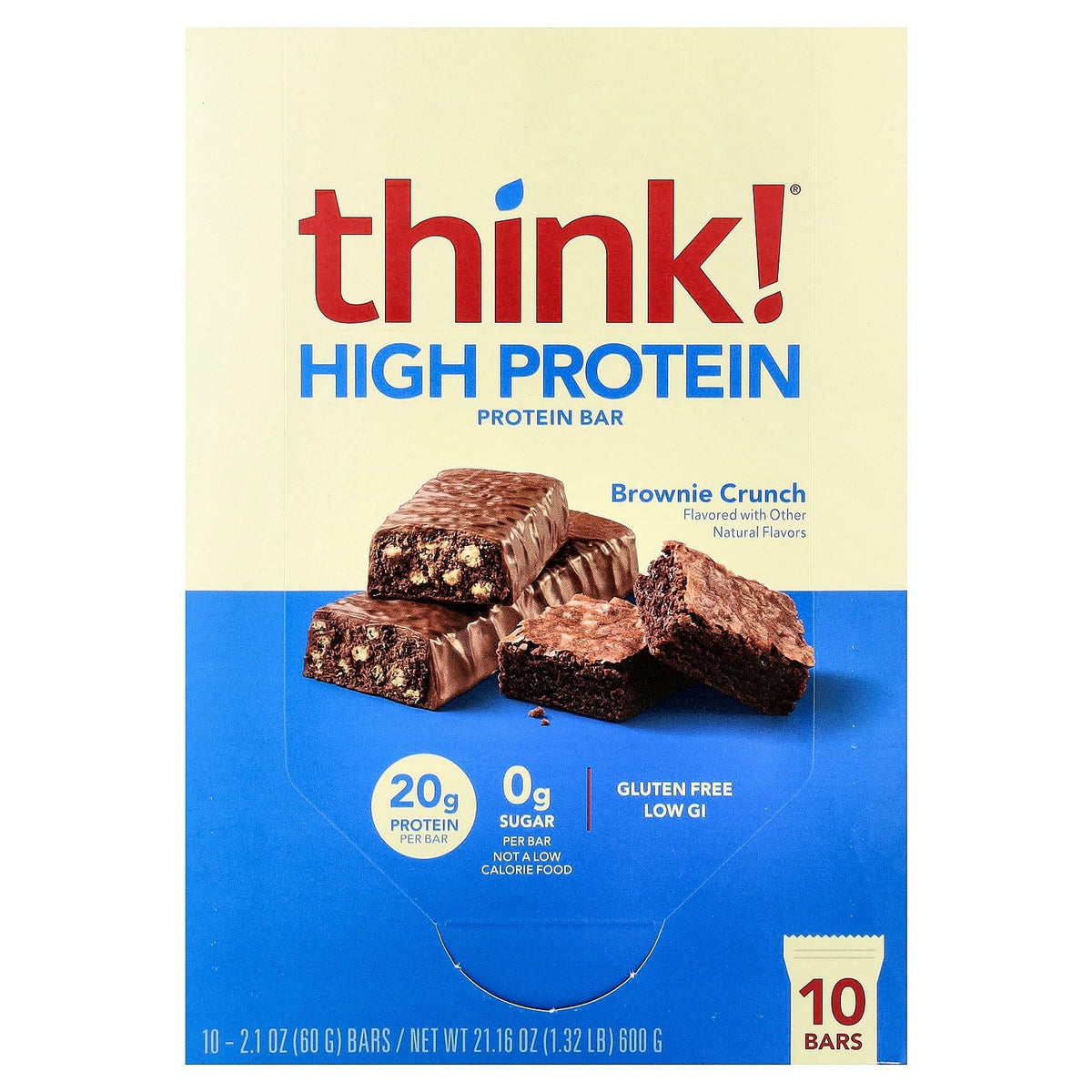thinkThin Protein Bars Brownie Crunch - 10 Pack