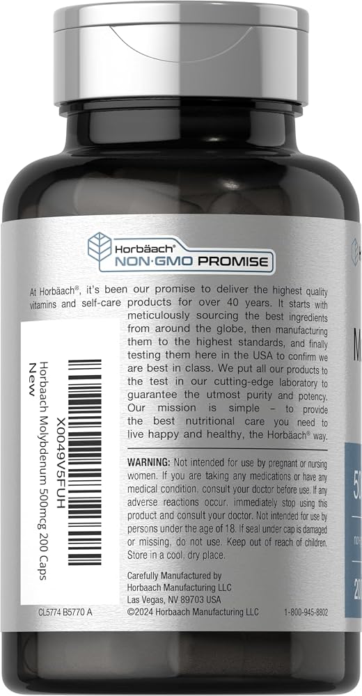 Horbäach Molybdenum 500mcg - 200 Capsules - image 3