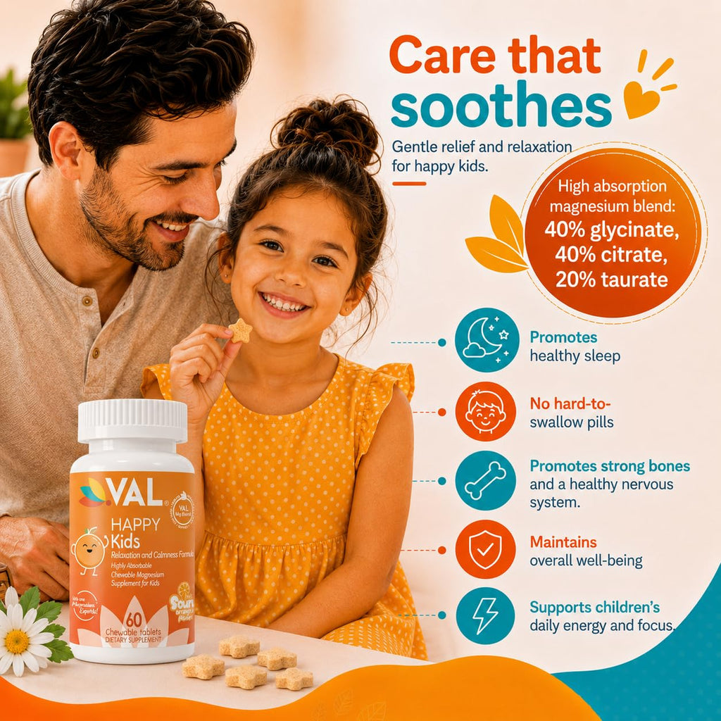 VAL Chewable Magnesium for Kids Relaxation and Calm Formula High