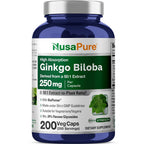 NusaPure Ginkgo Biloba 250mg - 200 Vegetarian Capsules