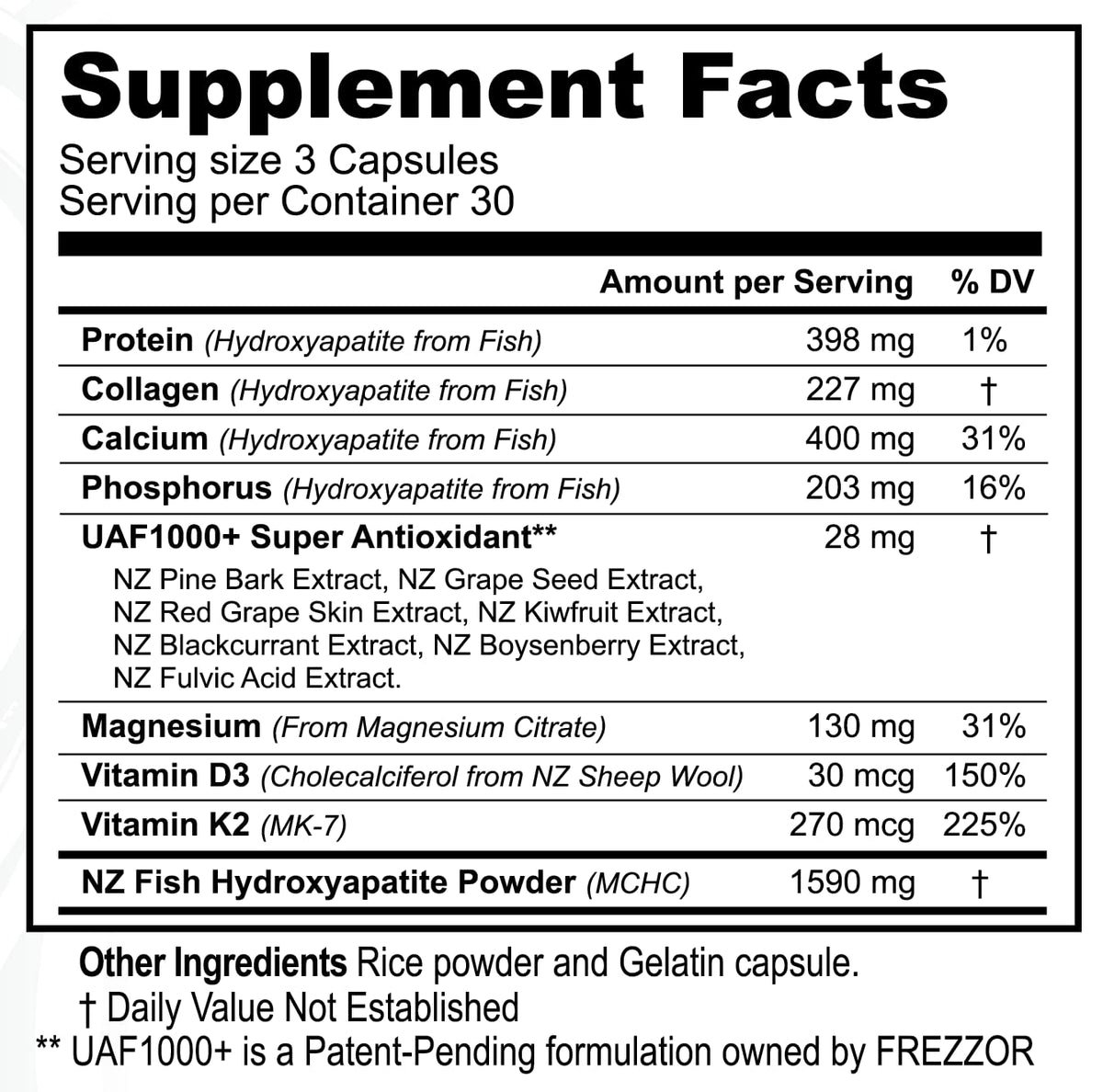 FREZZOR Calcium Plus with UAF1000+ Antioxidant - 540 Capsules - image 2