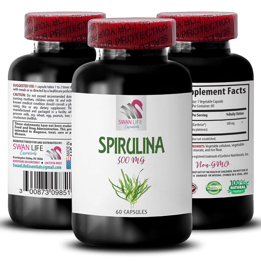 Swan Life Essentials Spirulina 500mg Capsules - 60 Count - image 2