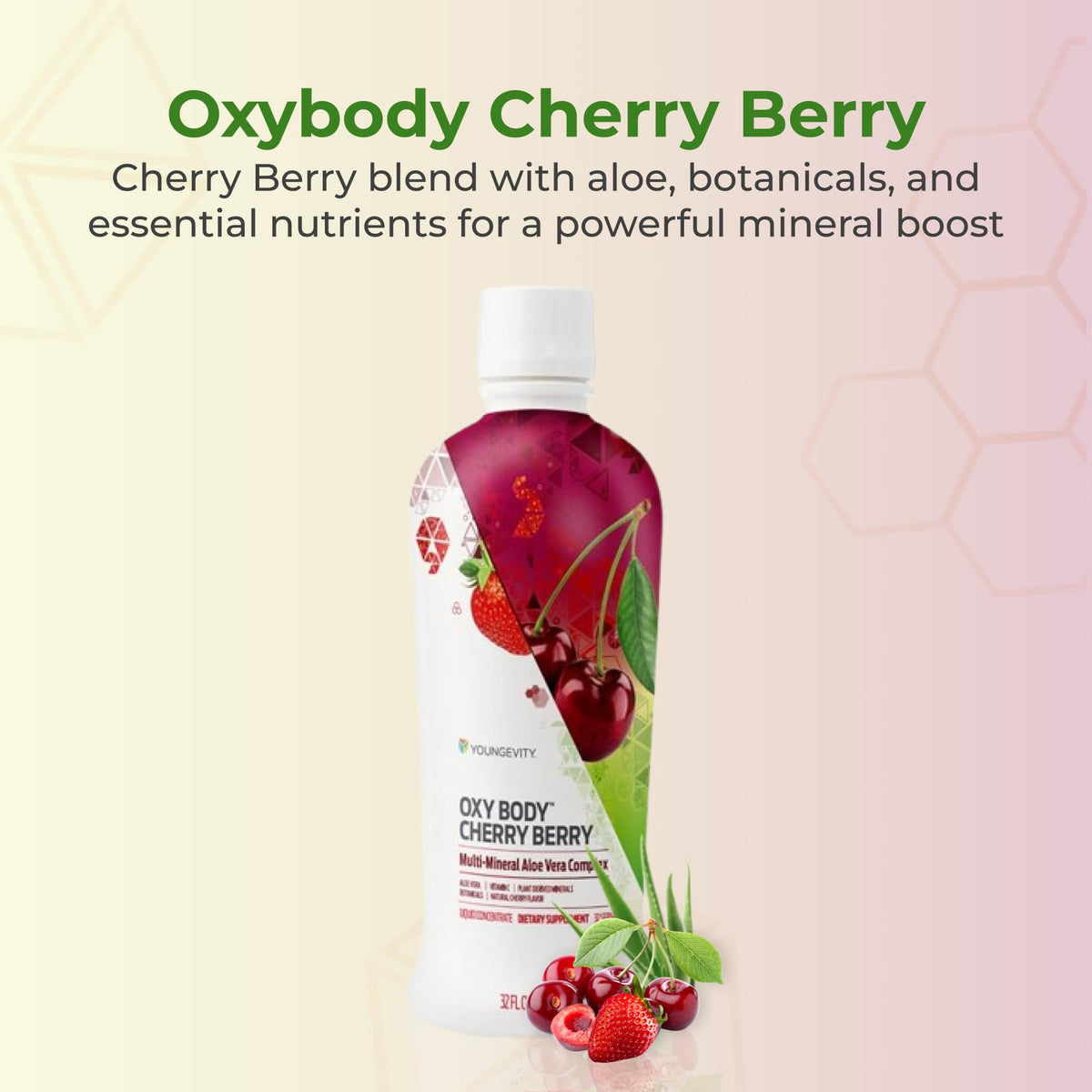 Youngevity Oxybody Cherry Berry Aloe Vera Mineral Drink - 32 oz - image 2