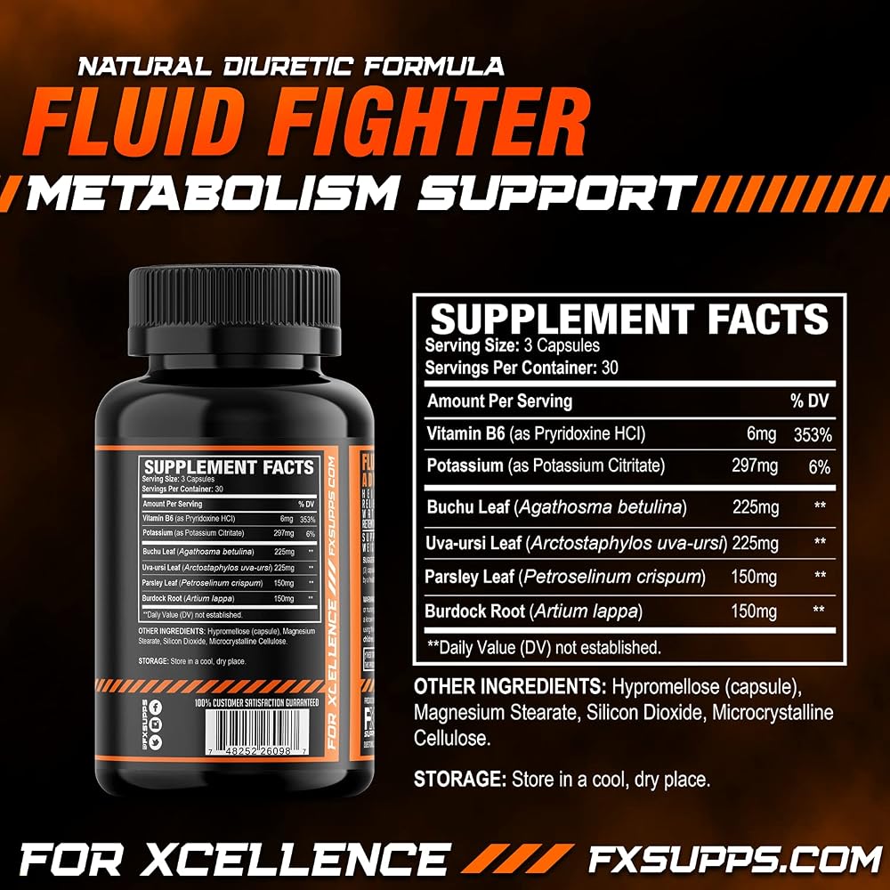 FXSUPPS Fluid Fighter Herbal Supplement with Potassium & B6 - 90 Capsules - image 2
