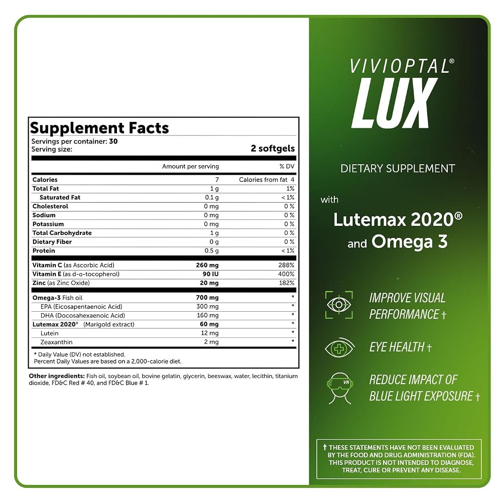 Vivioptal Lux Multivitamin with Lutein & Zeaxanthin - 60 Softgels - image 6