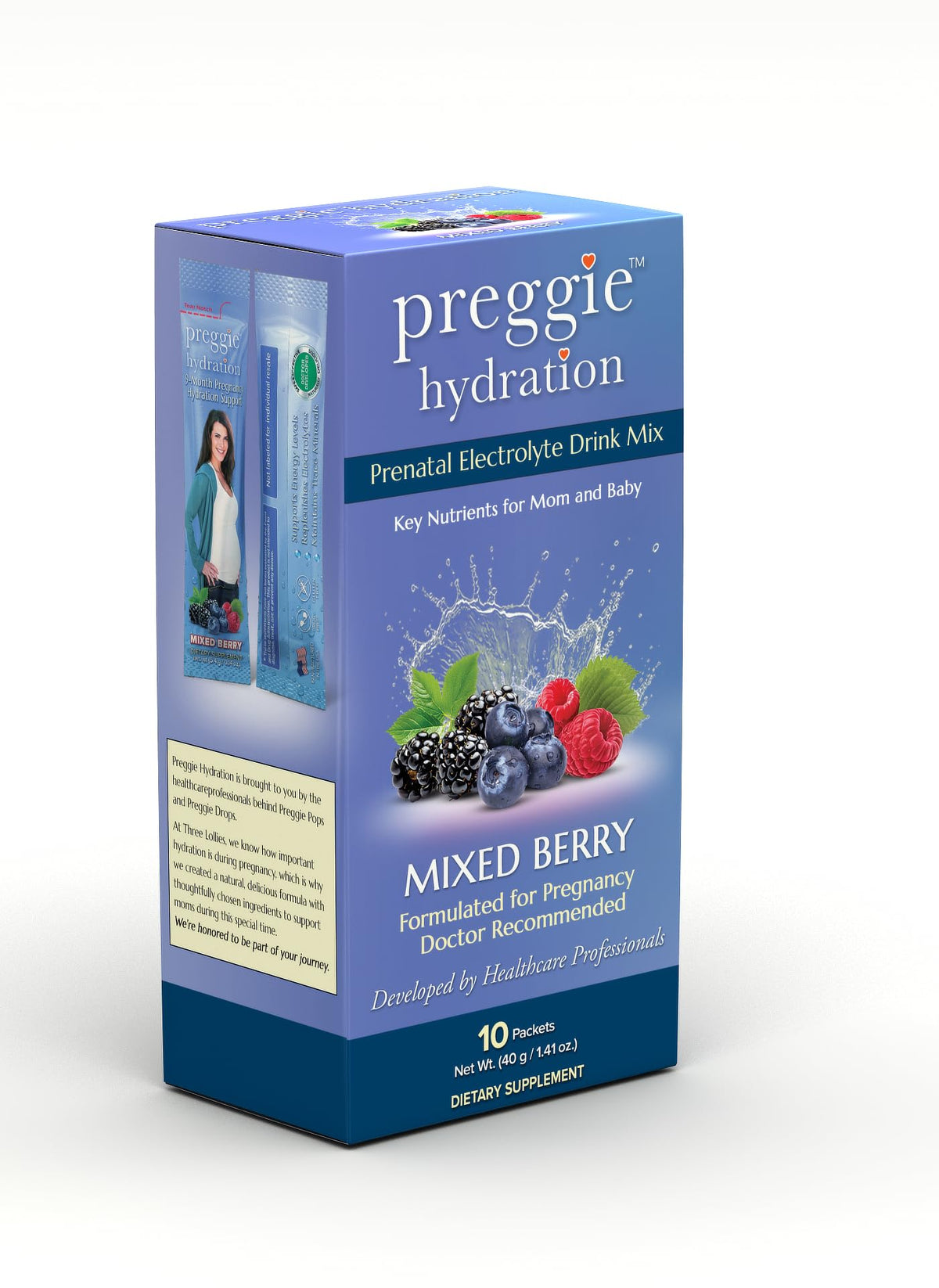 Three Lollies Preggie Hydration Electrolyte Powder - 10 Packets - image 3