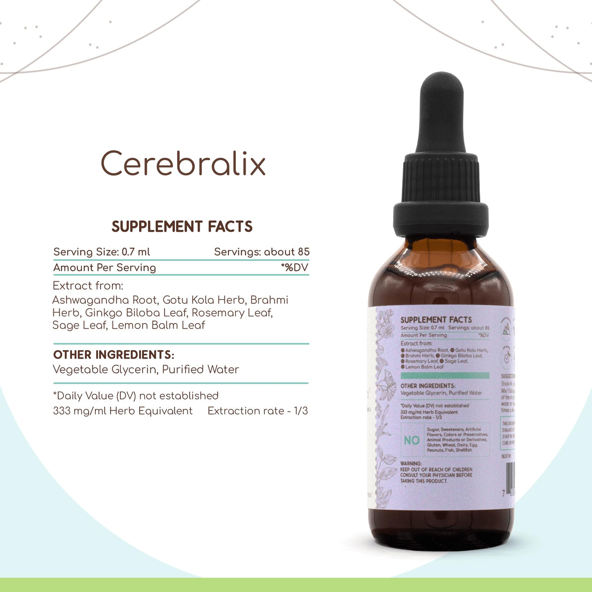HerbEra Cerebralix Alcohol-Free Extract Tincture: Gotu Kola Herb