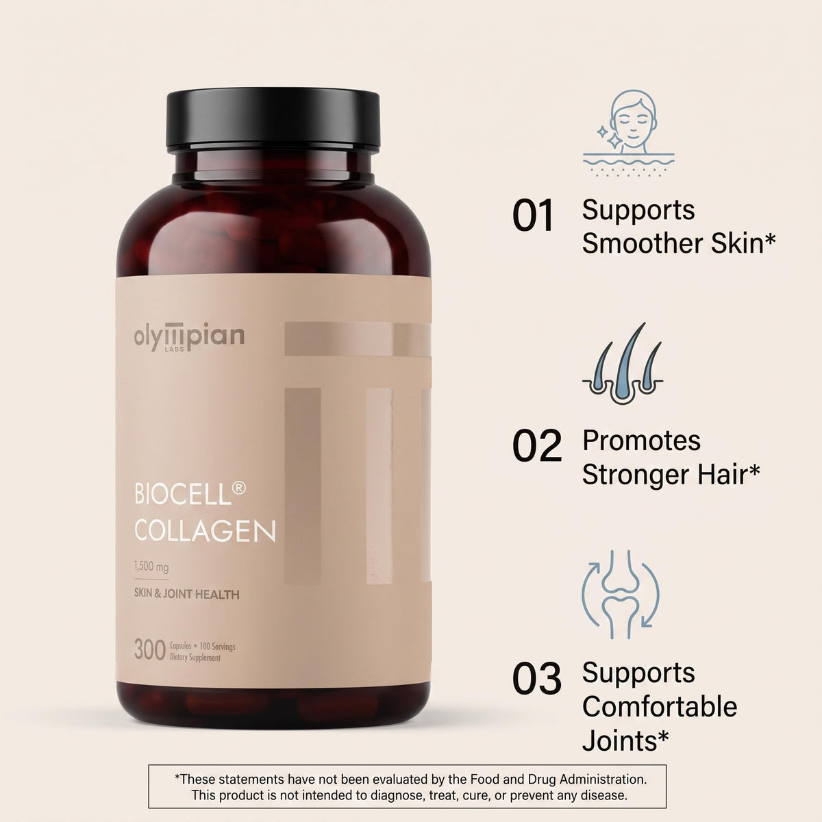 Olympian Labs Biocell Collagen II 1500mg - 300 Capsules - image 3
