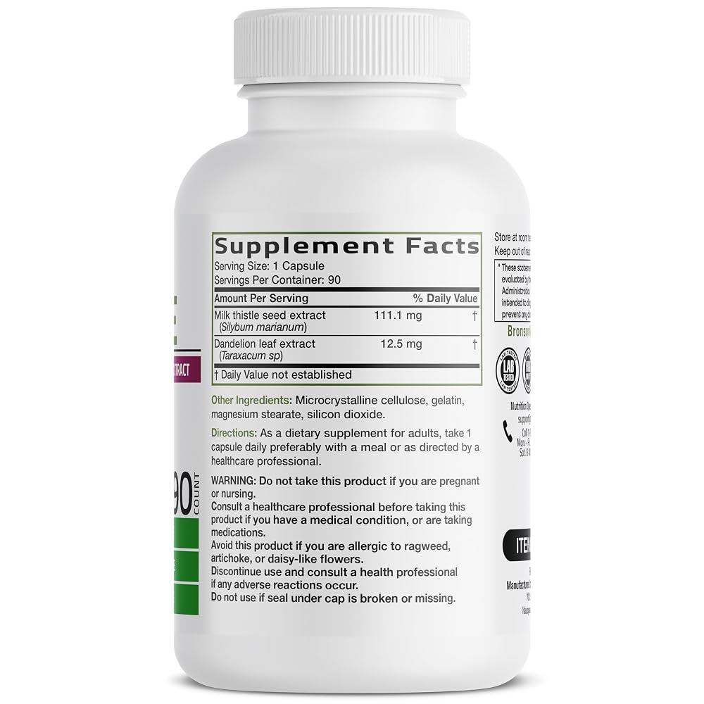 Bronson Flavored Capsule Adult Milk Thistle Liver Health Support