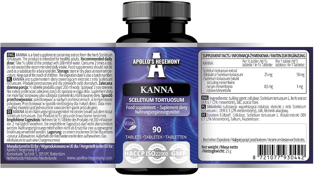 APOLLO'S HEGEMONY Kanna 50mg Extract Tablets - 90 Count - image 2