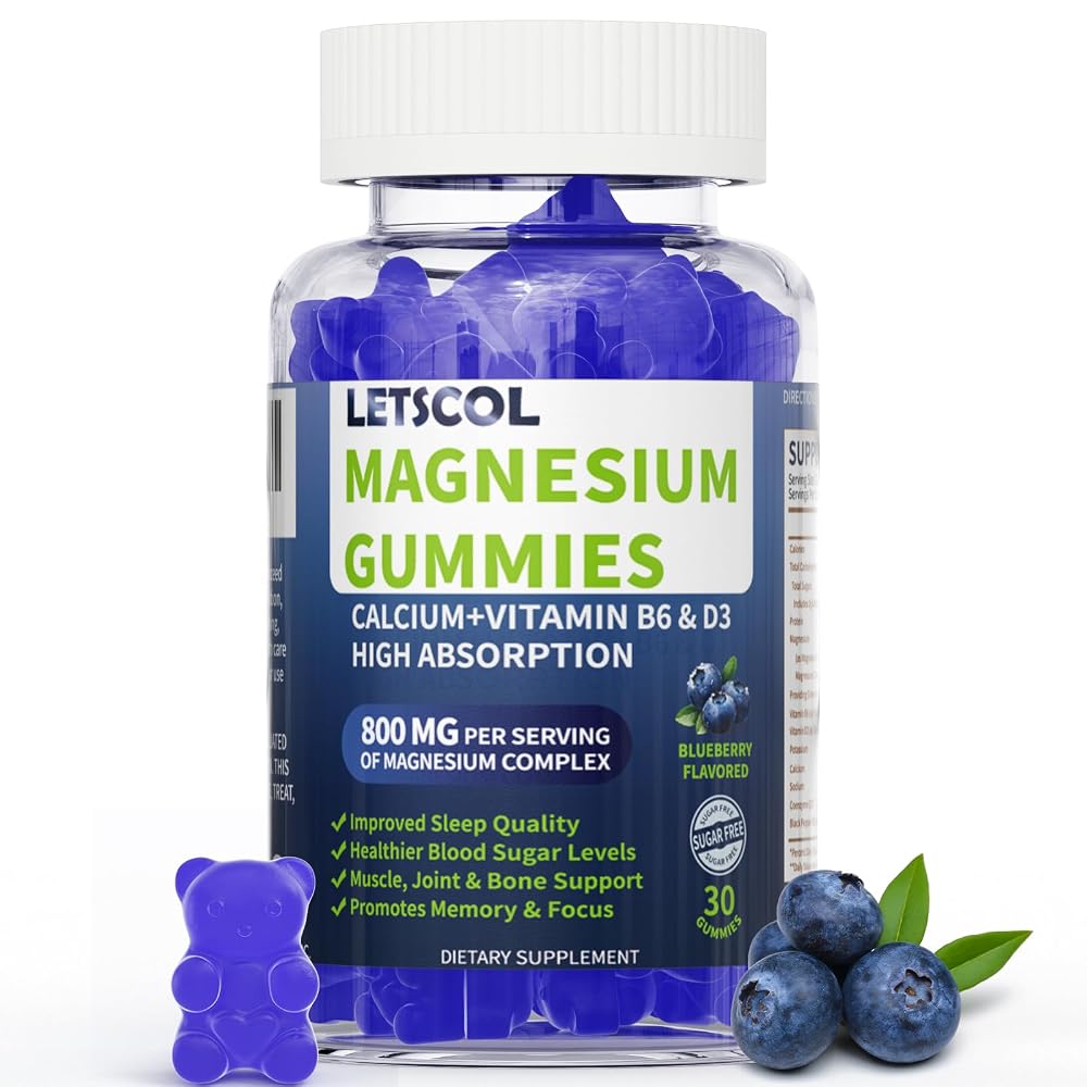 LETSCOL Magnesium Glycinate Gummies 800mg Per Serving