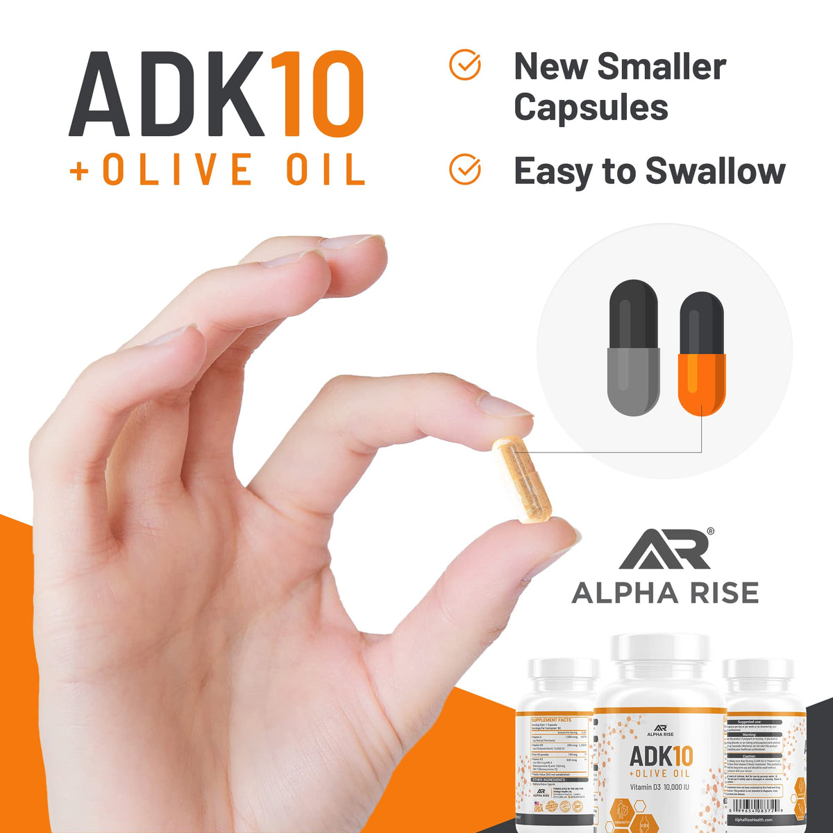 ALPHA RISE ADK 10 Vitamin Supplement with Olive Oil - 90 Capsules - image 2