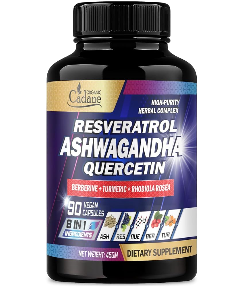 Organic Cadane Ashwagandha Complex with Resveratrol - 90 Capsules