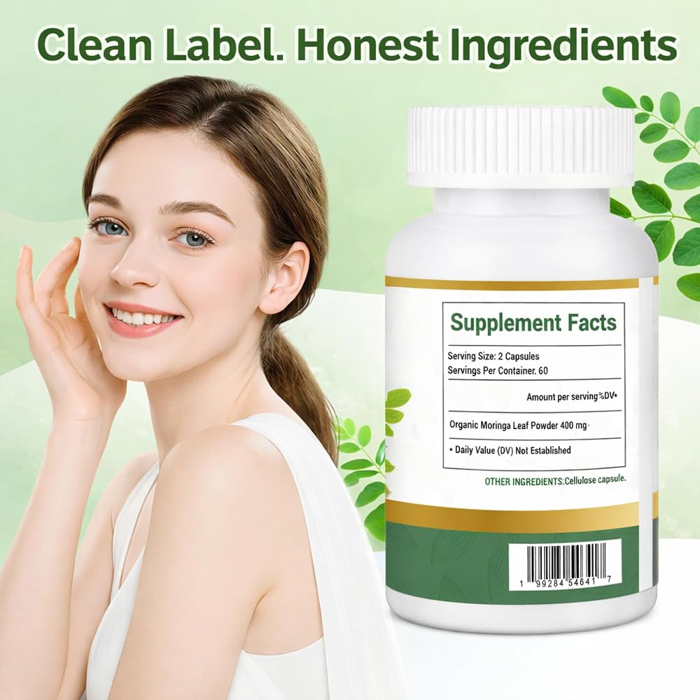 MEDI BOTIC Organic Moringa Capsules 800mg, 3rd Party Tested & Non-GMO
