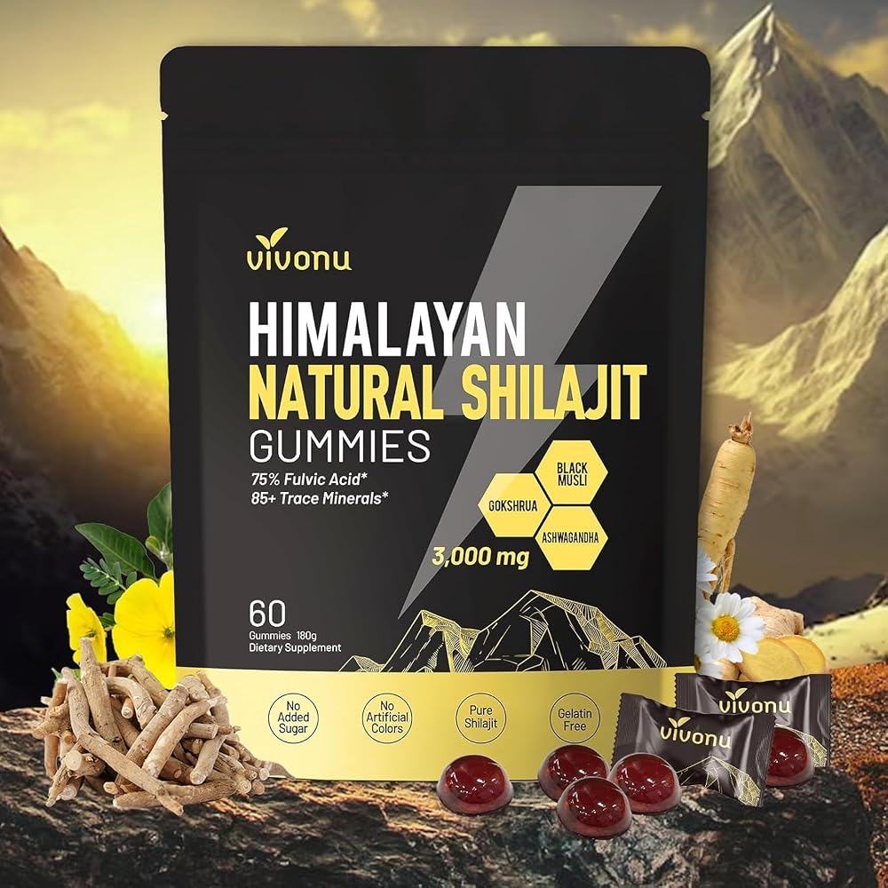 VivoNu Shilajit Gummies Pure Himalayan Micronutrient Supplement - 60 Count