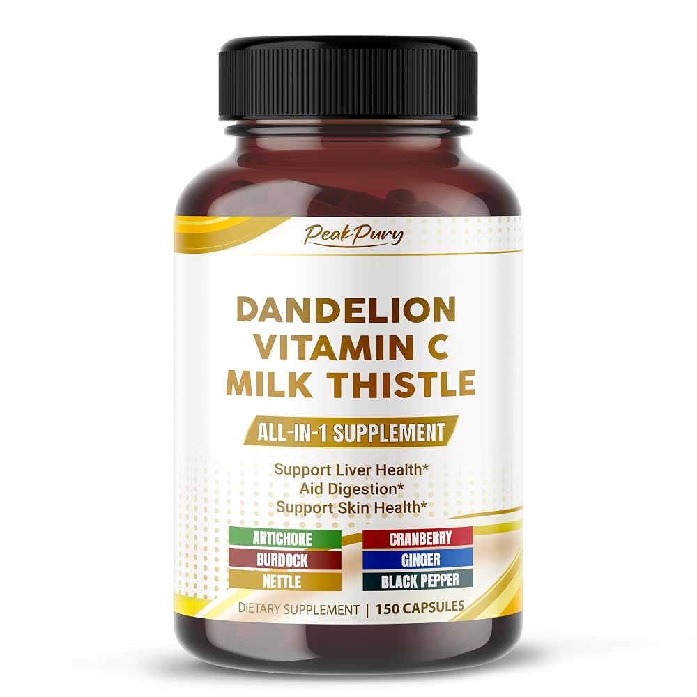 PeakPury Dandelion 9-in-1 Formula with Milk Thistle & Vitamin C - 150 Capsules