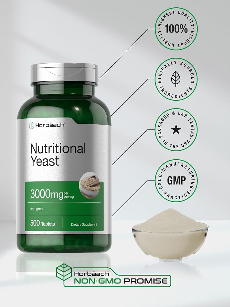 Horbäach Nutritional Yeast Tablets 3000mg - 500 Count - image 5