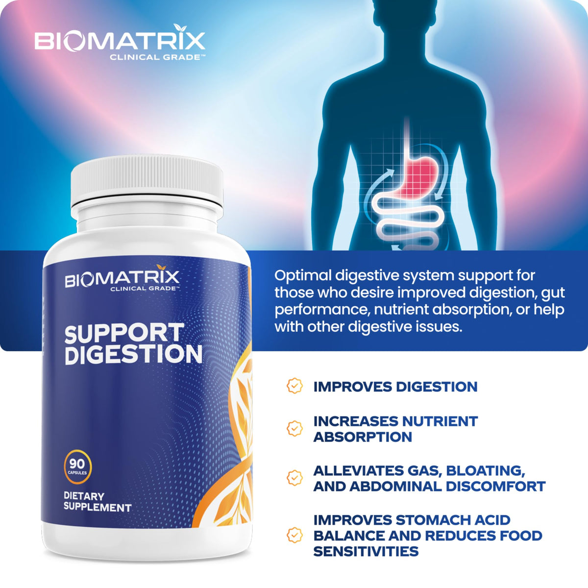 BioMatrix Digestive Enzymes with Betaine HCL & Ox Bile - 90 Capsules - image 4