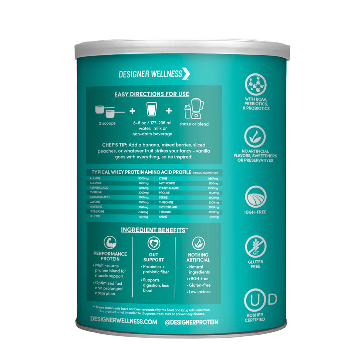 Designer Wellness, Designer Whey Protein Powder, 12 oz